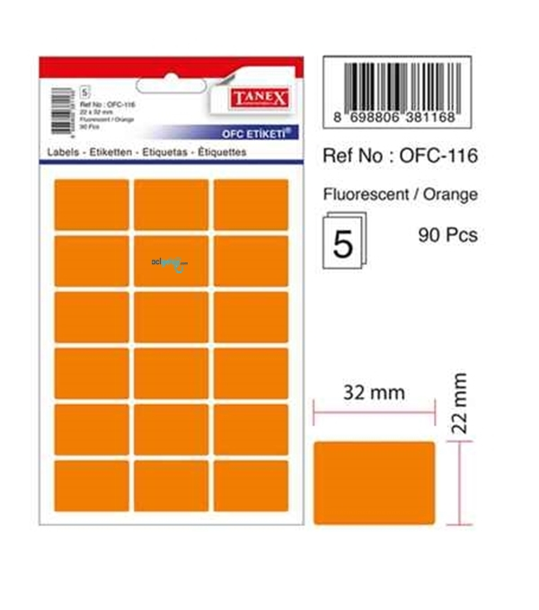 Tanex Ofc-116 5 Li Florasan Turuncu Ofis Etiketi