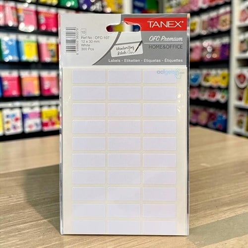 Tanex Ofis Etiketi Beyaz 12x30mm 300 Parça 10 Yaprak