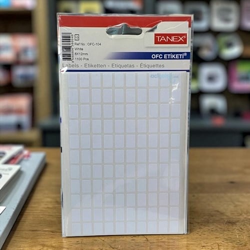 Tanex Ofis Etiketi Beyaz 8x12mm 1100 Parça 10 Yaprak