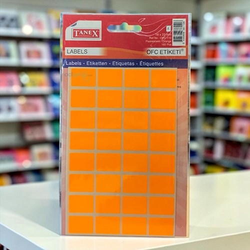 Tanex Ofis Etiketi Turuncu 16x22mm 160 Parça 5 Yaprak