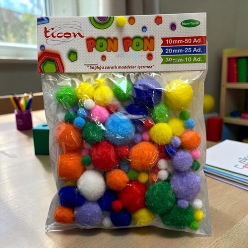 Ticon Ponpon (10-20-30mm) Karışık Paket Pastel Renkler