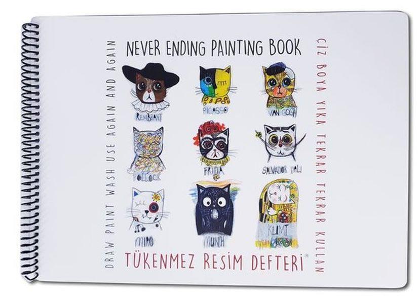 Tükenmez Resim Defteri - Ressam Kediler - 25x35 cm