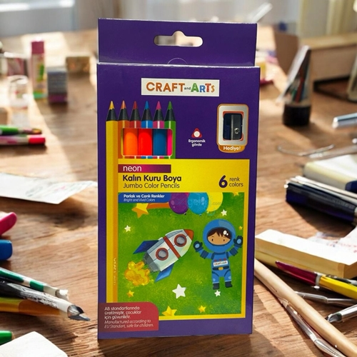 Umix Craft & Arts Neon Üçgen Kuru Boya 6 Renk