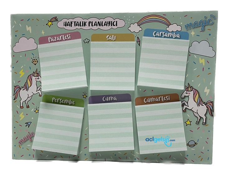 Unicorn Yapışkanlı Not Kağıdı Haftalık Planlayıcı