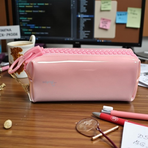 Unicus Big Zip Pastel Şeffaf Renkli Kalem Kutusu Pembe