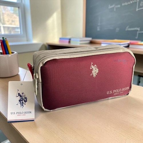Us Polo Kalem Kutu Bej Bordo Plklk26068