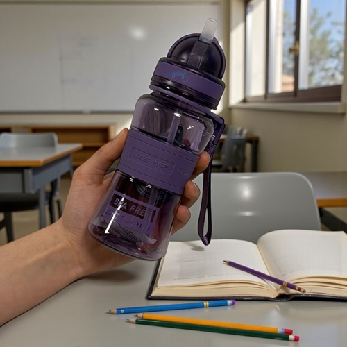 Uzspace 300 Ml Silikon Gövde Tritan Su Matarası Mor 5023