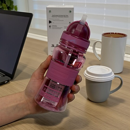 Uzspace 300 Ml Silikon Gövde Tritan Su Matarası Pembe 5023