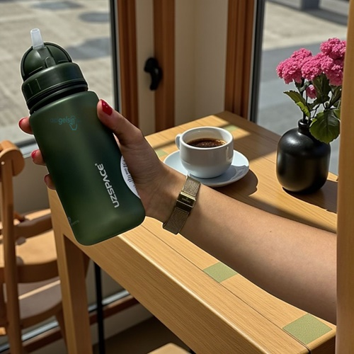 Uzspace 350 Ml Silikon Gövde Trıtan Su Matarası Yeşil 3024