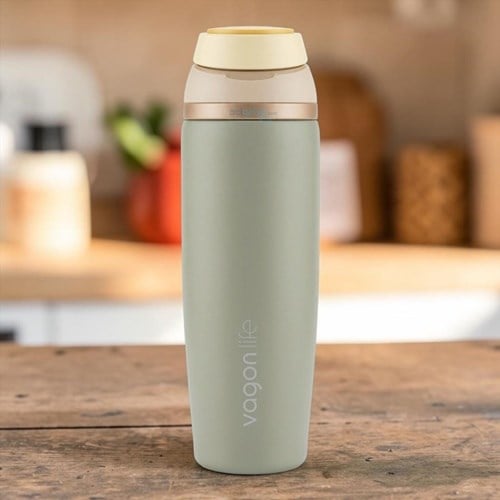 Vagonlife 800 Ml Çelik Termos Kulplu Paslanmaz Sızdırmaz Pipetli/pipetsiz Çift Kullanım Gri Renk