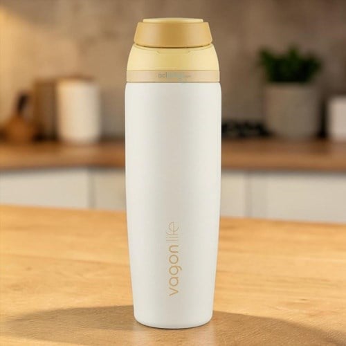 Vagonlife 800 Ml Çelik Termos Kulplu Paslanmaz Sızdırmaz Pipetli/pipetsiz Çift Kullanım Sarı Renk
