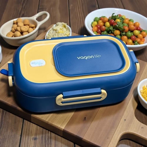 Vagonlife Paslanmaz Çelik İki Bölmeli Beslenme Kabı 560'ml Lacivert