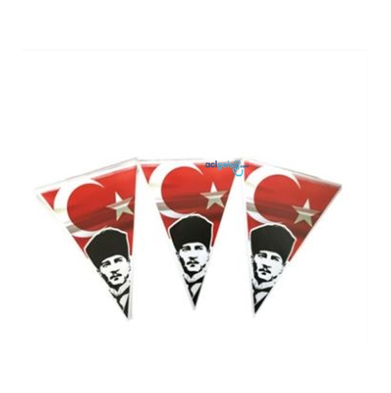 Vatan Üçgen İpli Flama + Atalı Bayrak