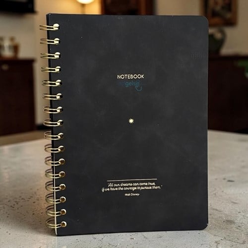 Vegan Deri Esnek Kapaklı A5 100 Gr 128 Yaprak Defter Siyah