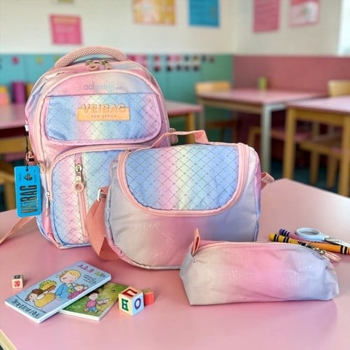 Veibag Crystal Sırt Çantası, Beslenme Çantası Ve Kalemlik Seti 12057