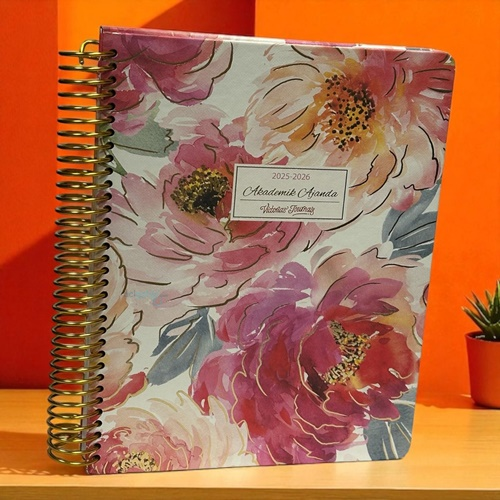 Victoria's Journals Sert Kapak Akademik Ajanda Flowers