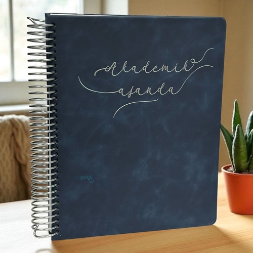 Victoria's Journals Vegan Deri Akademik Ajanda Mavi-siyah