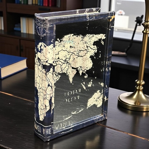 Vintage Ahşap Kutu Kitap Aynalı Globe