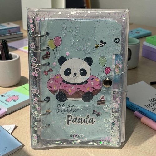 Vuki Mekanizmalı Simli Ve Sulu Kapaklı Desenli Defter Panda
