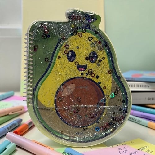 Vuki Şekilli Sulu A5 Çizgisiz Defter Avakado