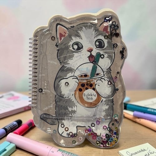 Vuki Şekilli Sulu A5 Çizgisiz Defter Kedi
