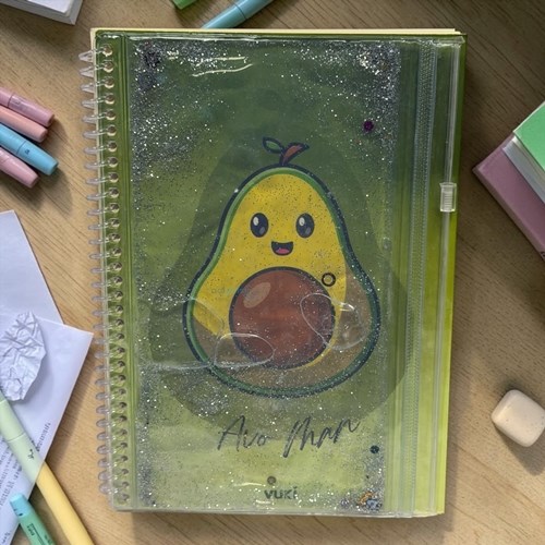 Vuki Simli Sulu Ve Çantalı Kapaklı A5 Defter Avakado