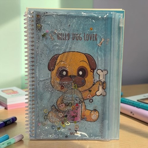 Vuki Simli Sulu Ve Çantalı Kapaklı A5 Defter Köpek