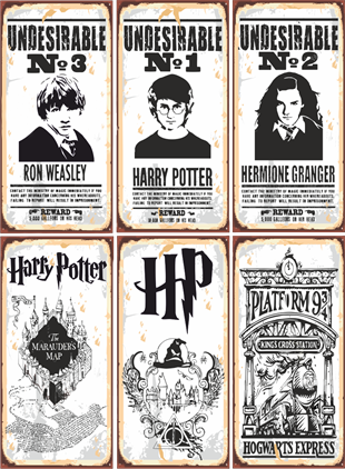 Harry Potter Wanted 6'lı Mini Wooden Poster Set 6 Poster Multiple - Wall  Stickers - AliExpress