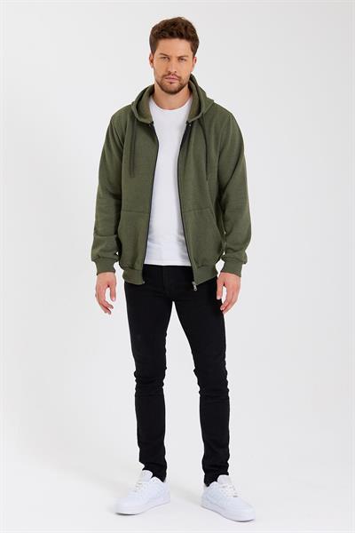 METALIC Siyah Kanguru Cepli Kapüşonlu Fermuarlı İçi Pamuklu Erkek Hırka