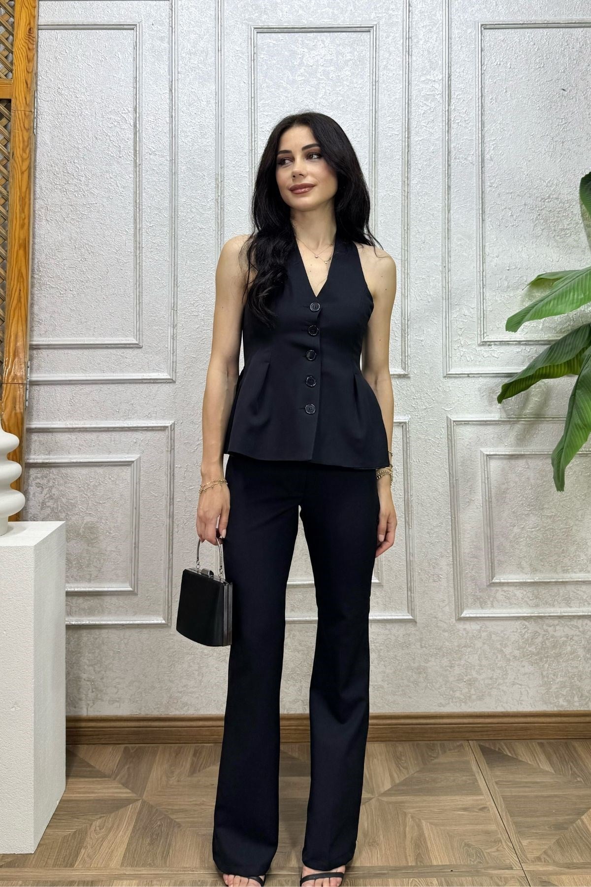 Siyah Mng Model Beli Volan Detay Takım