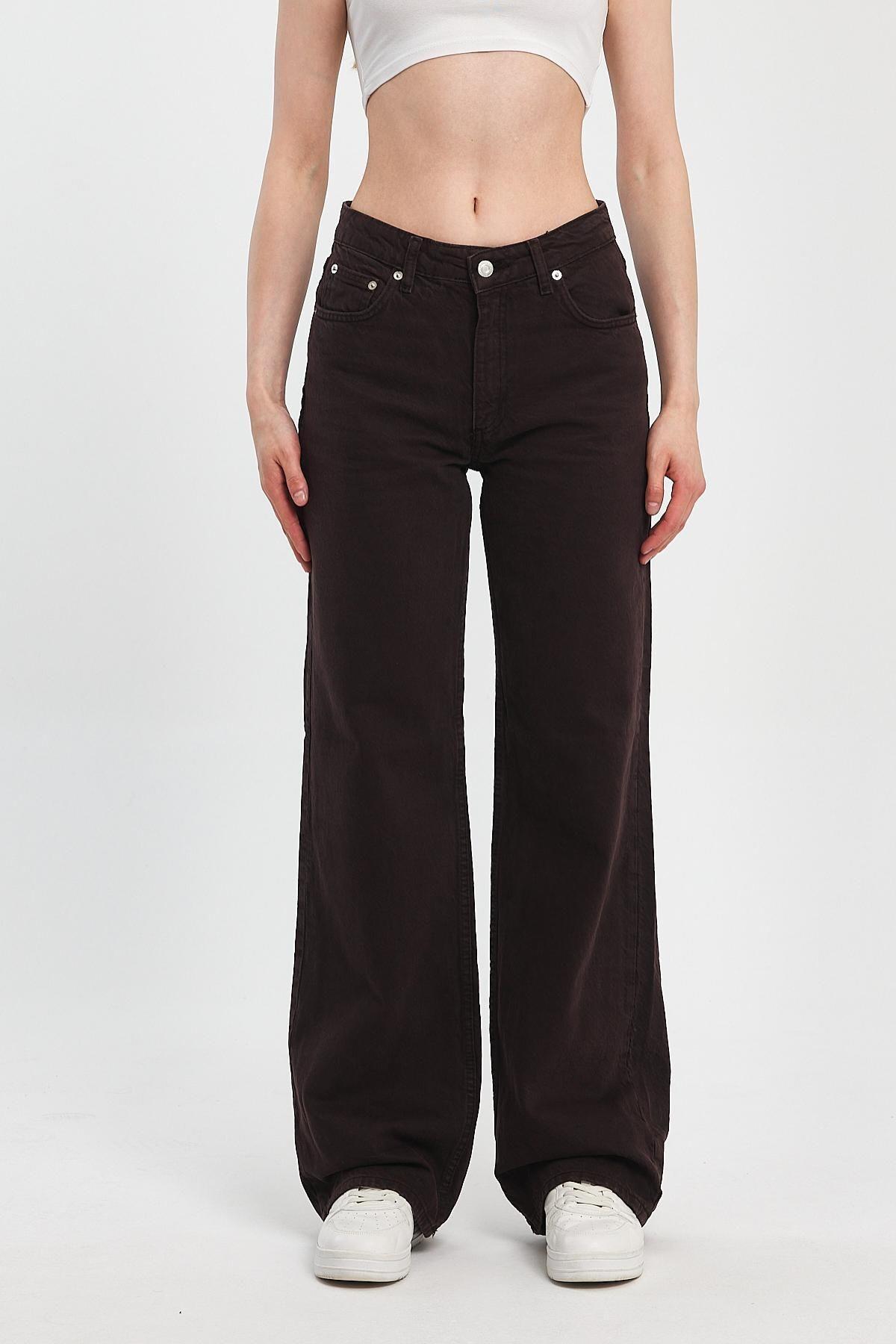 Kadın Baggy Yüksek Bel Oversize Palazzo Kot Pantolon