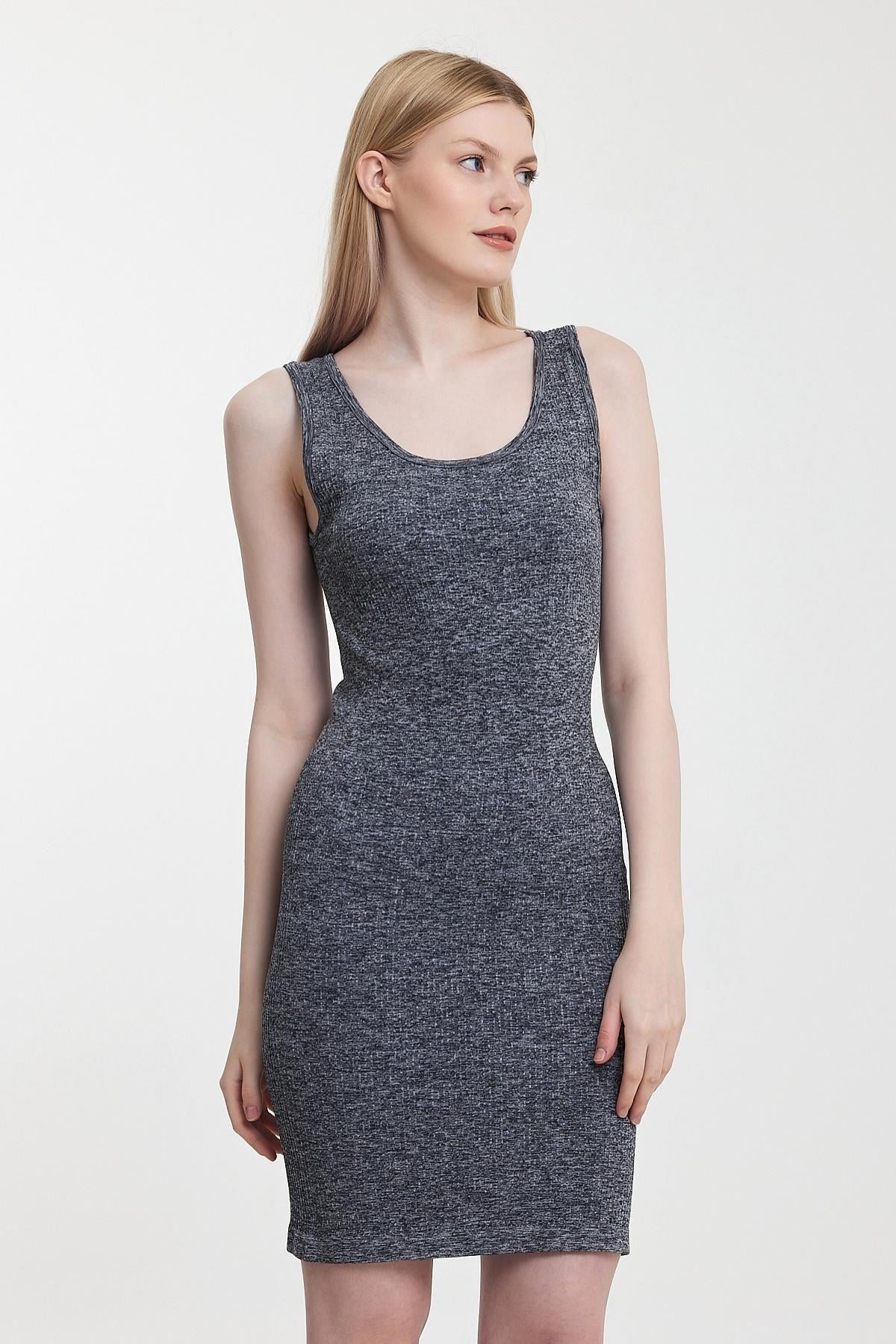 Kadın Essantial Seamless Vücut Hatlarını Saran Mini Elbise Antrasit