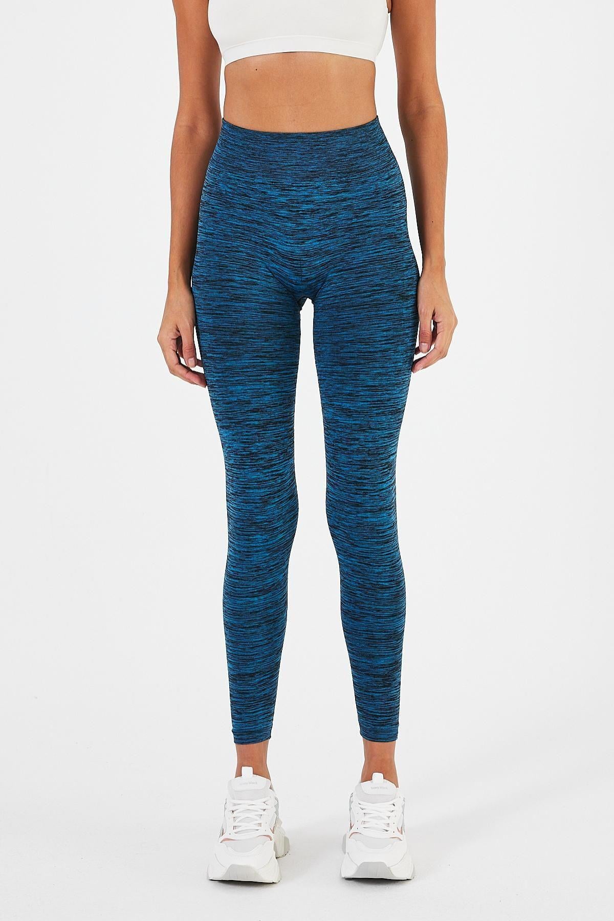 Kadın PowerMotion Esnek Seamless Yoga Performans Spor Tayt Siyah