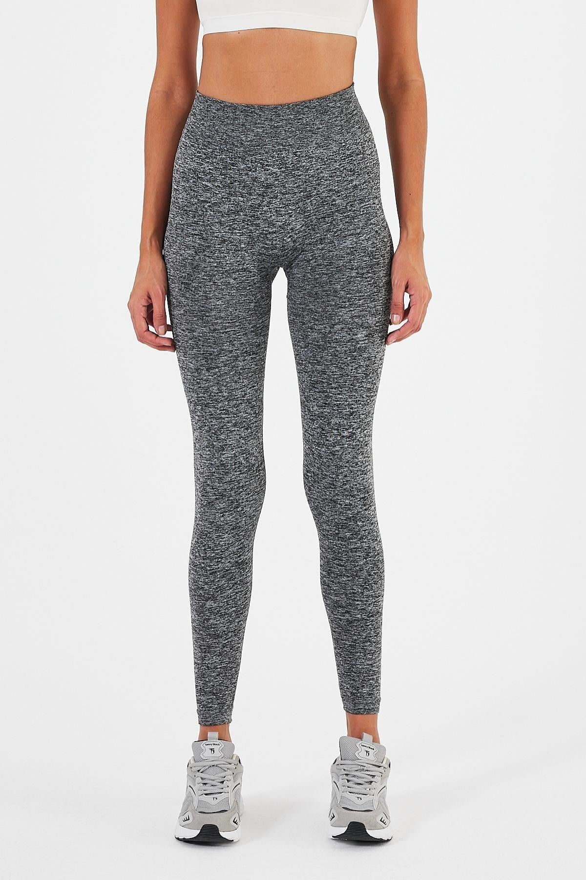 Kadın PowerMotion Esnek Seamless Yoga Performans Spor Tayt Antrasit