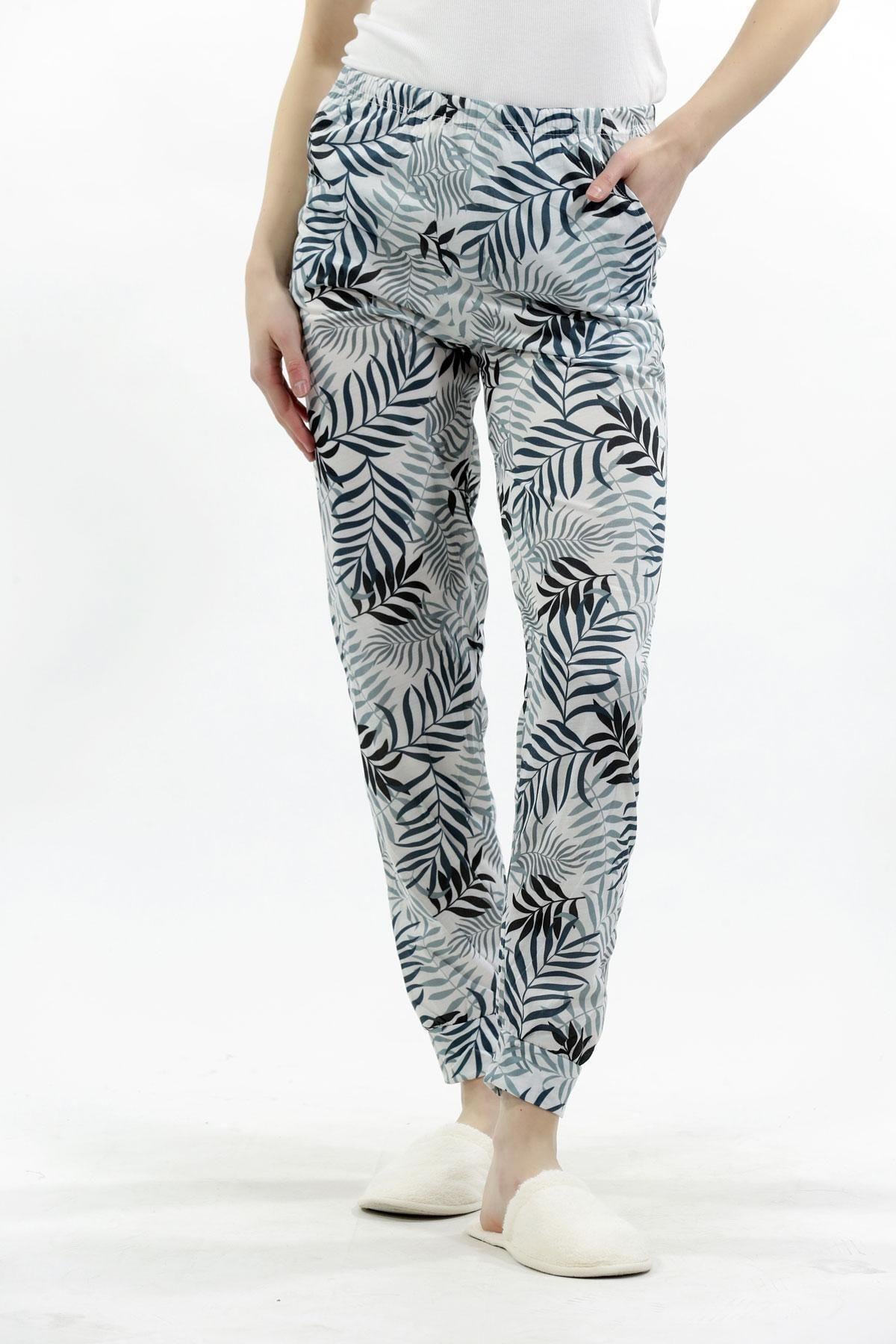 Kadın ComfyGroove Rahat Desenli Pamuklu Jogger Pantolon