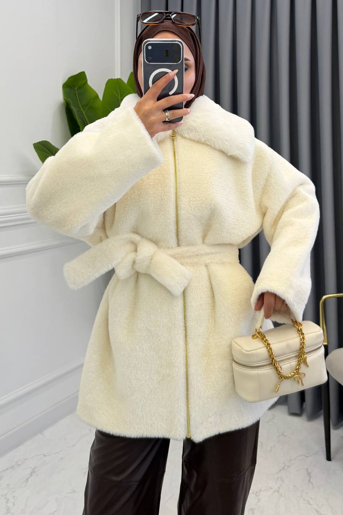 ANGORA KÜRK KABAN EKRU