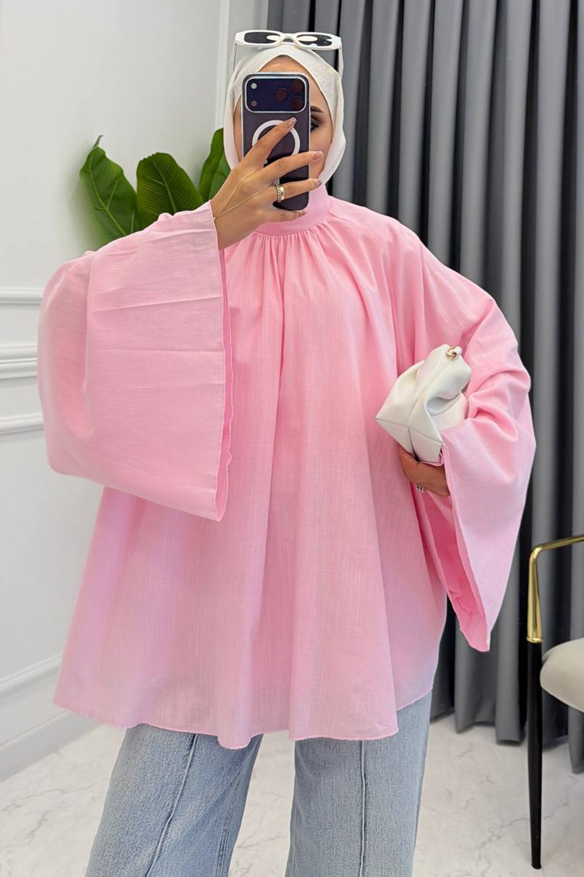COLİN KETEN TUNİK PEMBE
