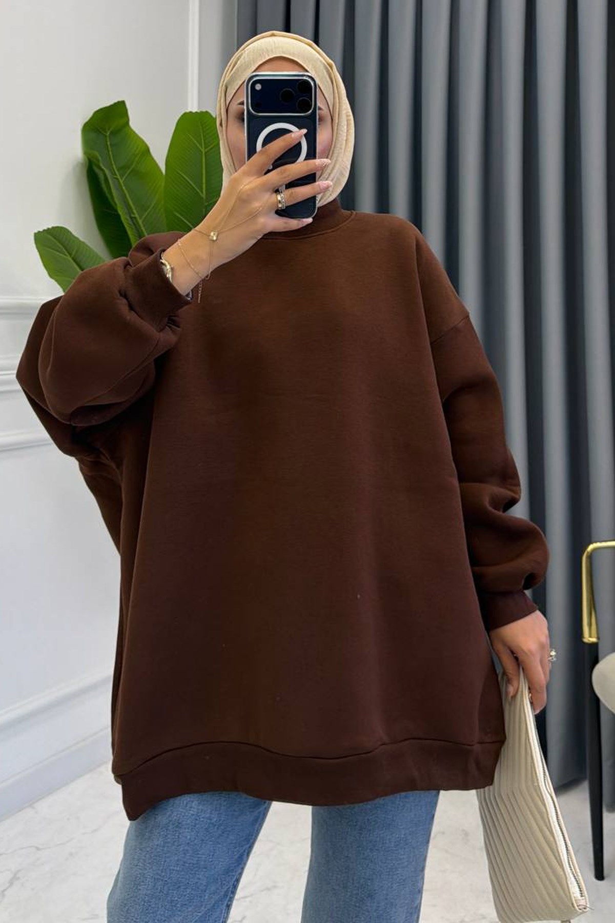 OVERSİZE SWEAT KAHVE
