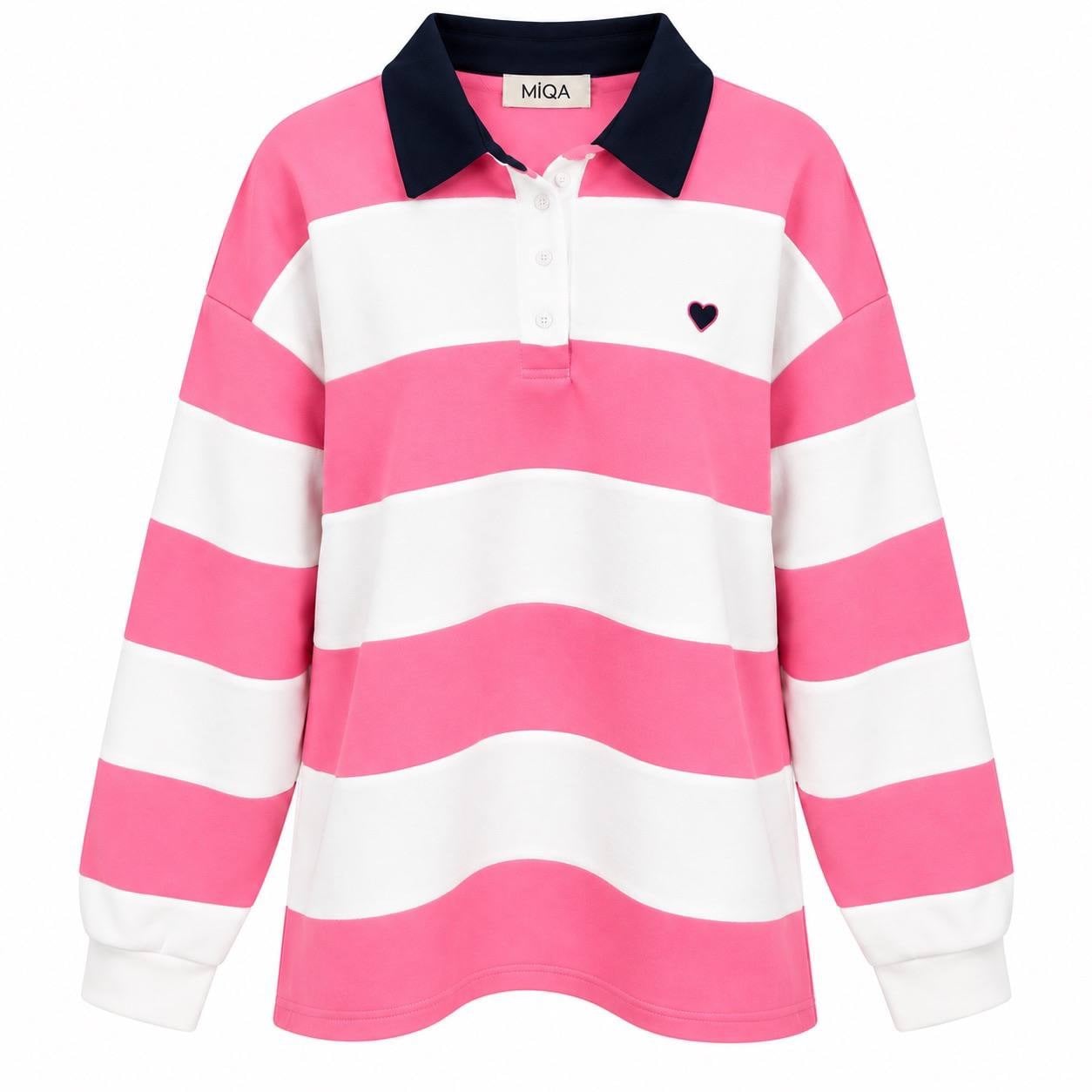 KALPLİ ÇİZGİLİ SWEAT PEMBE
