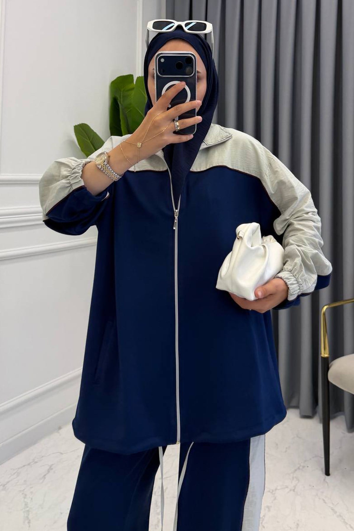 MAJA FERMUARLI TAKIM GRİ/LACİVERT