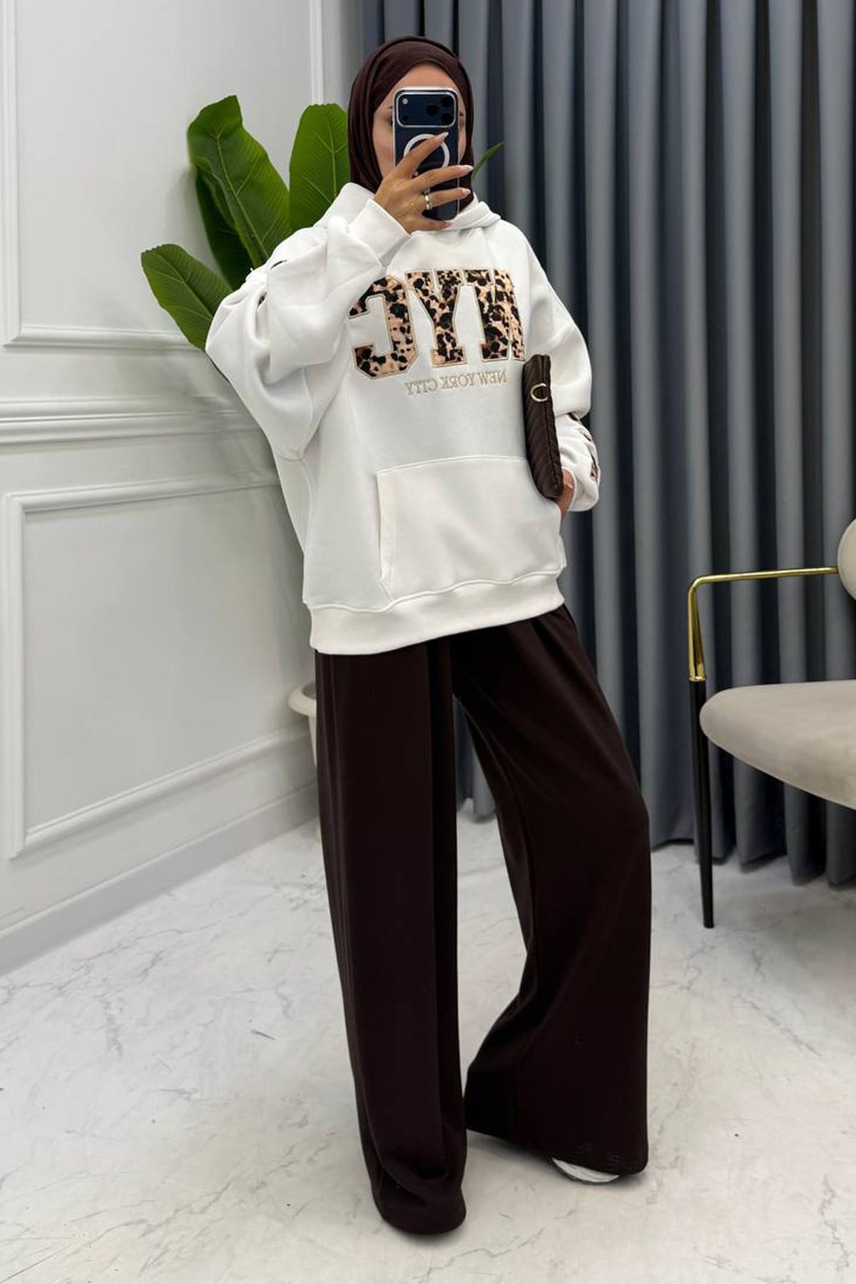 NYC LEOPAR SWEATSHIRT EKRU