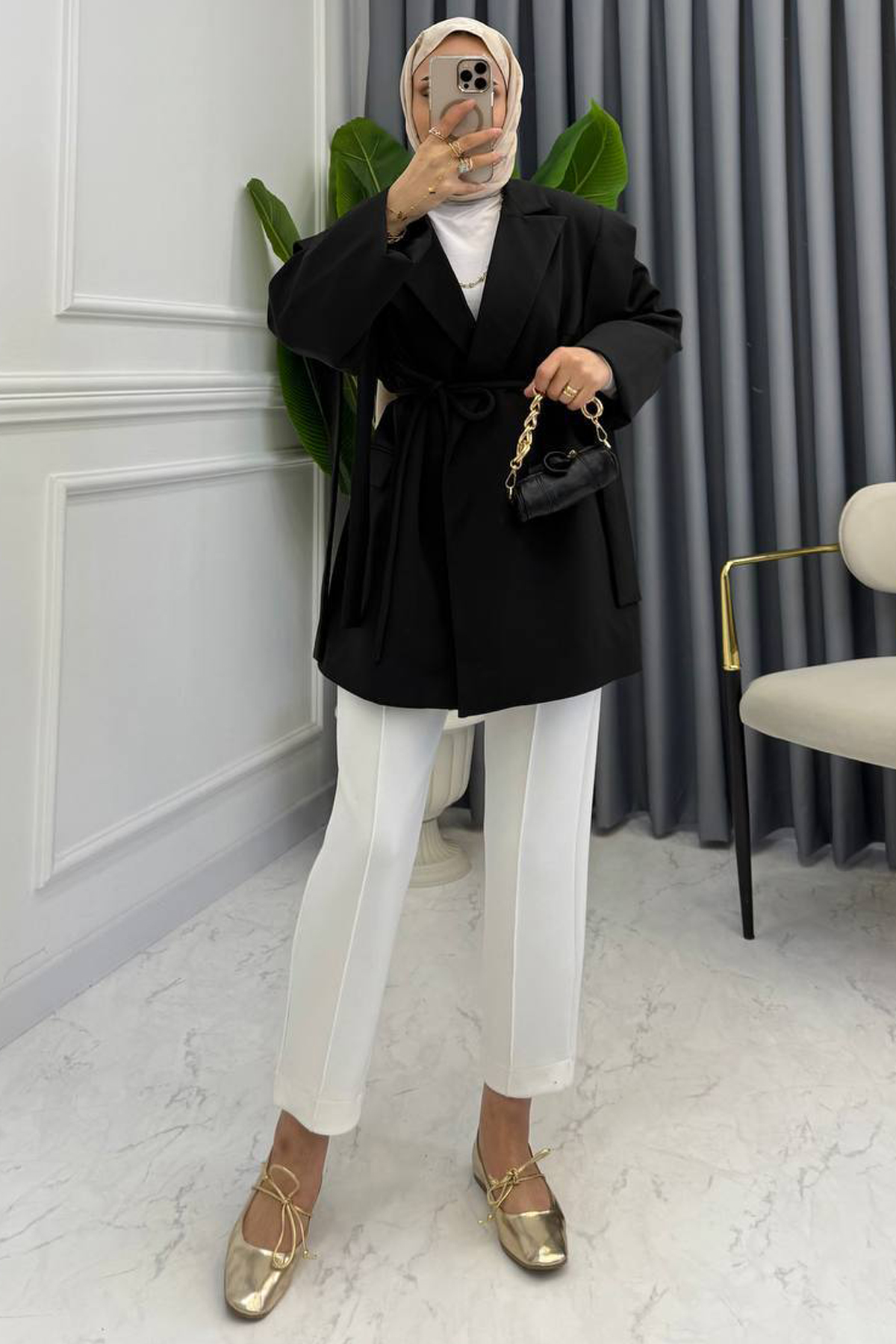 OMUZ TASARIM CEKET SİYAH