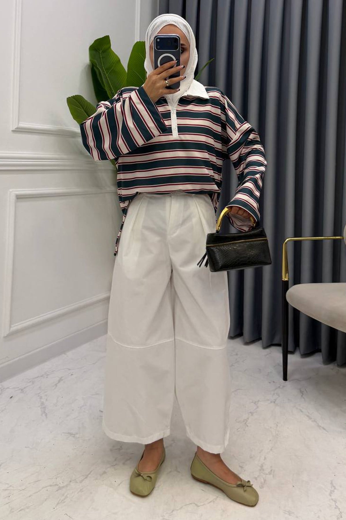 POLO YAKA ÇİZGİLİ SWEAT YEŞİL