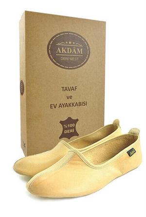 100 Deri Hac Umre Tavaf Patiği ve Ev Ayakkabısı Krem