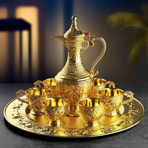 Safir 8 Parça  Zemzem Takımı Hediyelik ve Sunumluk Set - Altın Renk