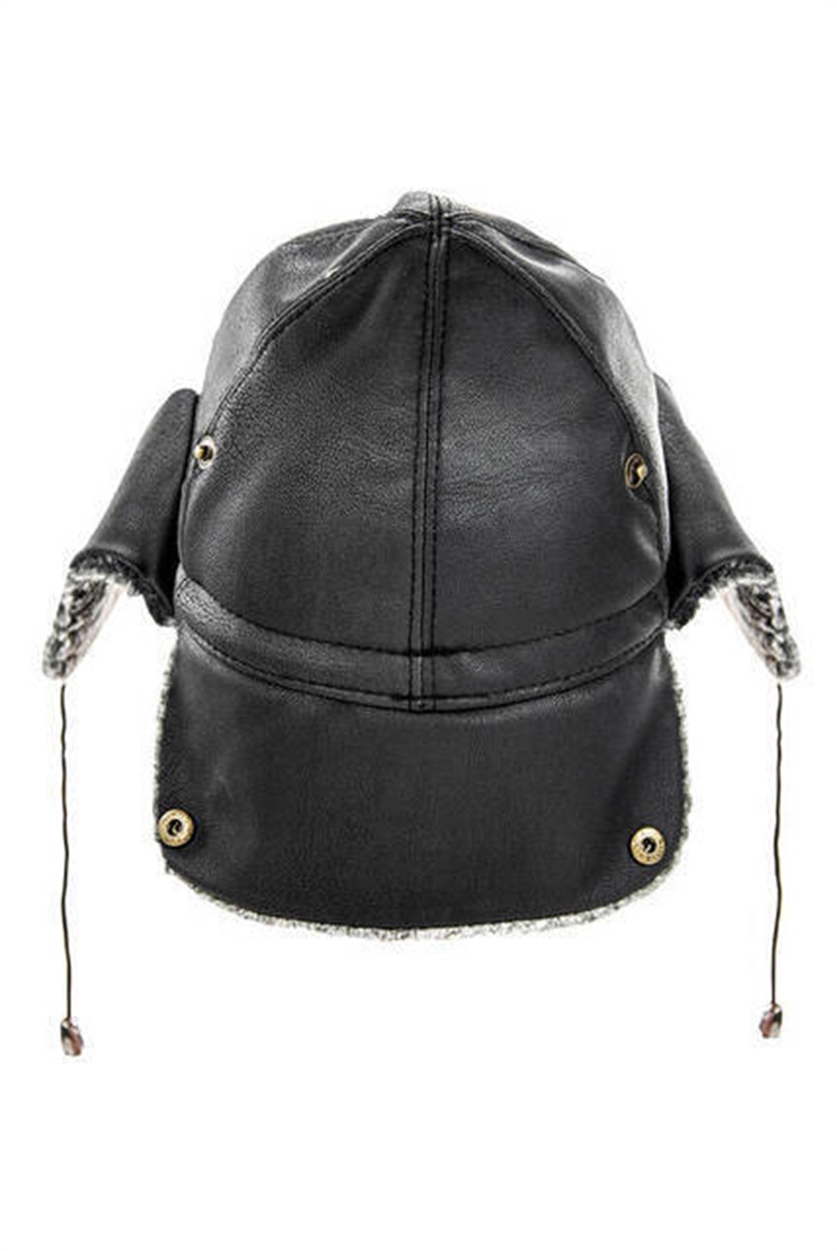 Deri Şapka - Kulaklıklı Şapka - Siyah Renk | Minber