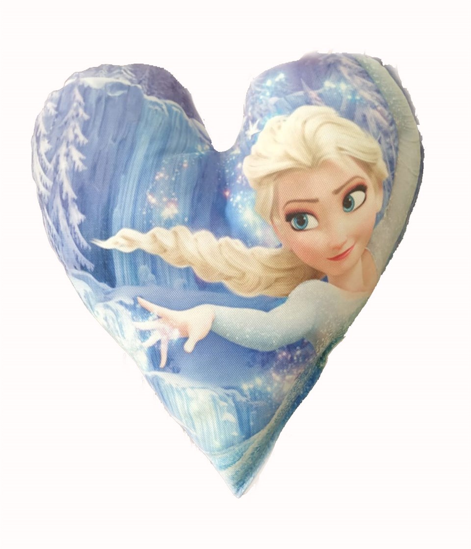 Kırlent Dünyası Elsa Frozen Figürlü Kalpli Yastık-2 | Minber