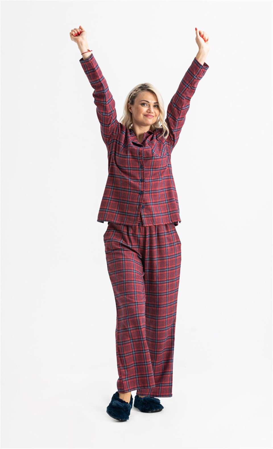 Uzun Kol Pazen Pijama Takımı Bordo Brd