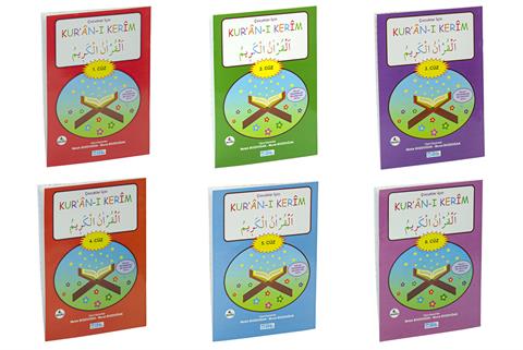 Çocuklar İçin 6 Kitaplık Set Kuranı Kerim 1-6. Cüzler