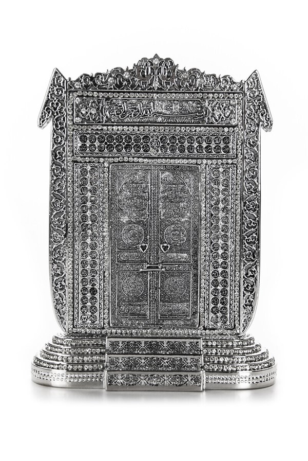 Elif Kabe Kapısı Kristal Taş Süslemeli Dini Hediyelik Biblo Gümüş Renk